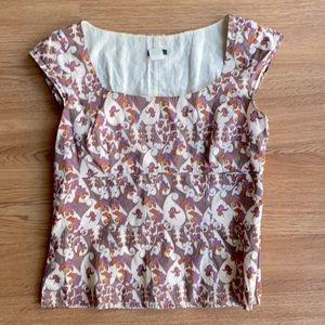 J Crew top cotton shell metal zipper cap sleeve S